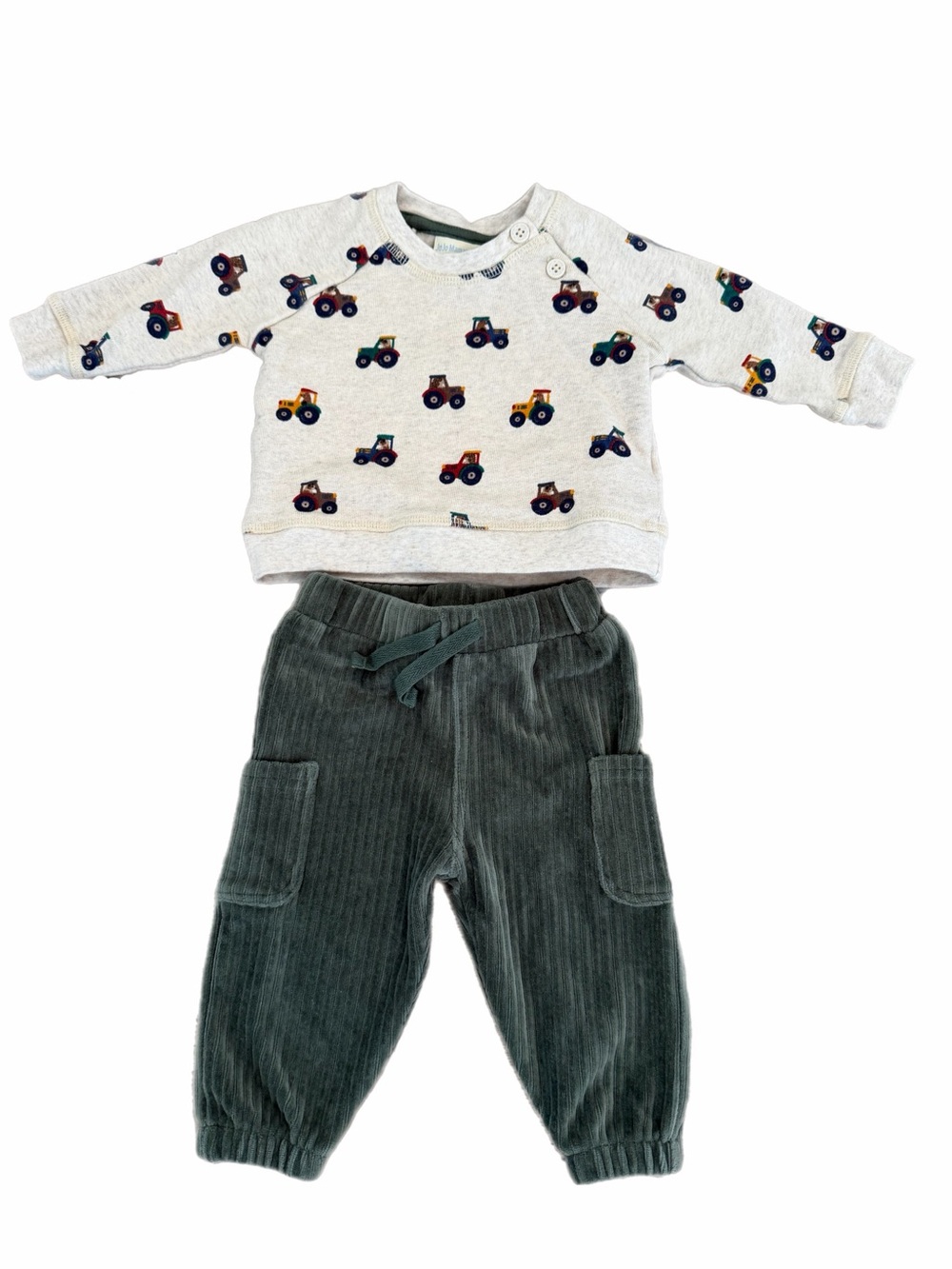 JoJo Maman Bebe Trucks Sweatshirt and Corduroy Joggers - Size 0-3 months